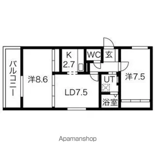 ヴィラ新琴似【2階】の間取り