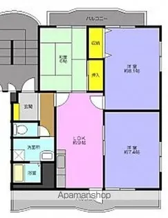 キャッスルMISEA【A201号室】の間取り