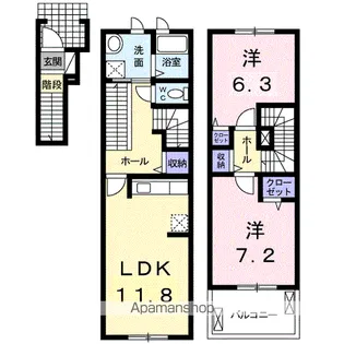 レインボー ローズ Ⅰ【2階】の間取り