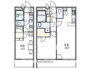 レオパレスオークヒルズB【2階】の間取り