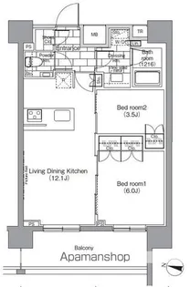 パークハビオ恵比寿【14階】の間取り