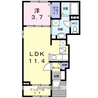 ワイズ アドニス Ⅱ【1階】の間取り