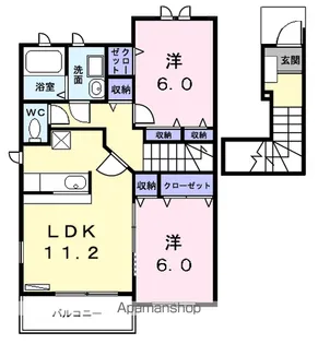 グランツコートK C【2階】の間取り