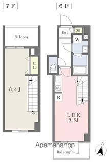 ミレドゥーエ神楽坂【4階】の間取り