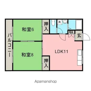 ヒルトップ明洋【2-B号室】の間取り