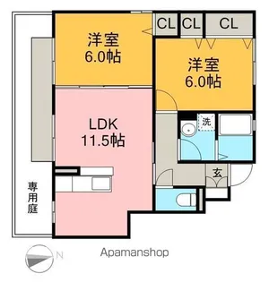 キューピッドK B棟【1階】の間取り