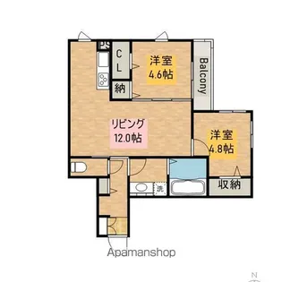 RUE COLLINE(ルコリーヌ三国ヶ丘)三国ヶ丘【103号室】の間取り