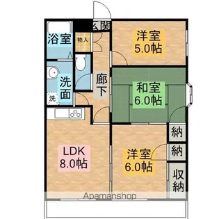 平泉スクールマンション【202号室】の間取り