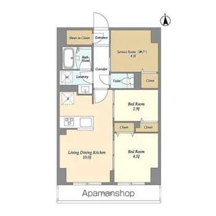 ドゥーエ尾久【3階】の間取り