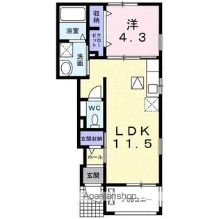 ルーエ Ⅱ【102号室】の間取り