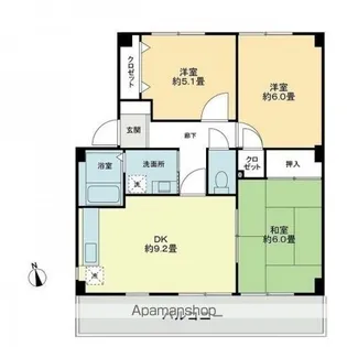フォブールトロワ片岡【203号室】の間取り