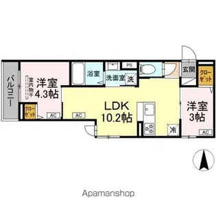 セレスティア中台3【3階】の間取り