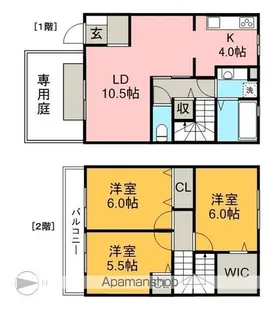 リアン万々【1階】の間取り