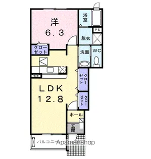 エレガンシアB棟【1階】の間取り