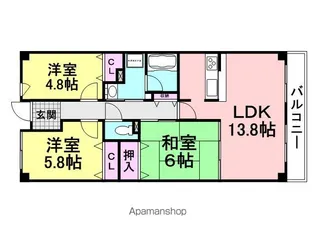 メゾンドリビエール尼崎【3階】の間取り