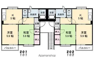山口県下松市生野屋2丁目【アパート】の間取り