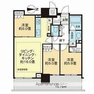 ザ・グランアルト札幌 苗穂ステーションタワー【19階】の間取り