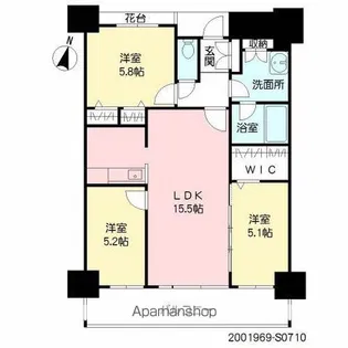 プライムメゾンセントラルパーク【7階】の間取り