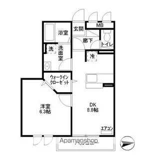 デュオコート酒折 壱番館【2階】の間取り