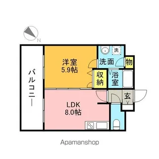 ビューラー野多目【203号室】の間取り