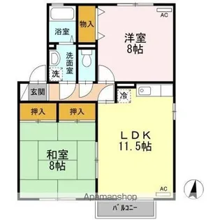 アビタシオン Ⅲ【2階】の間取り