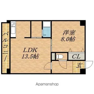 グランディーN8【4階】の間取り