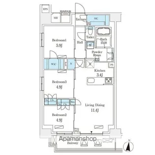 フロンティアレジデンス錦糸公園【2階】の間取り