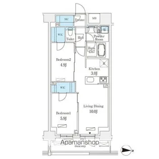 フロンティアレジデンス錦糸公園【4階】の間取り