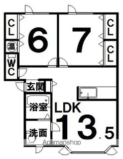 ユトリロ鳳乃舞B【2階】の間取り