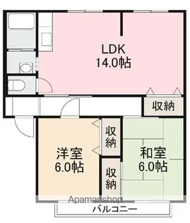 ブリージィタウン A・B・C棟【A201号室】の間取り