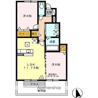カーサ城北 B棟【1階】の間取り