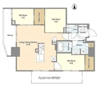 オーキッドレジデンス渋谷富ヶ谷【12階】の間取り