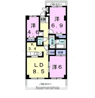 サンシャイン上作【4階】の間取り