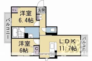 マイルストーンN山陵【203号室】の間取り