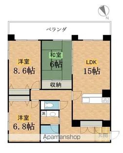 コスモスハイム【C-201号室】の間取り
