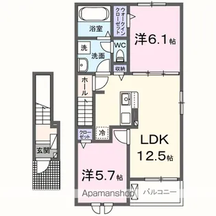 ラ ヴィヴァーチェ【2階】の間取り