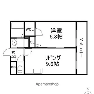 クレーデレSKⅡ【106号室】の間取り