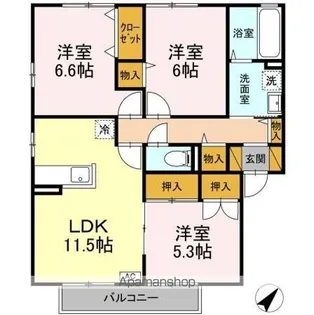 ローズガーデン・レジス ABCD【2階】の間取り