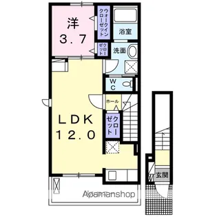 山梨県甲府市荒川1丁目【アパート】の間取り