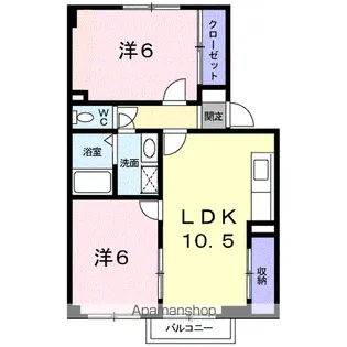 ビューレンゲB【202号室】の間取り
