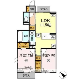ハレカフア【1階】の間取り