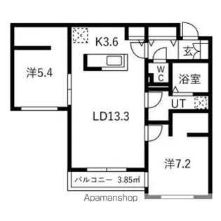 AURA GRANDEE MINAMI SAPPORO(アウラ【2階】の間取り