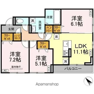 DーROOM都賀2丁目IIーA棟【1階】の間取り