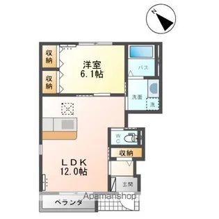 宮城県石巻市中里6丁目【アパート】の間取り