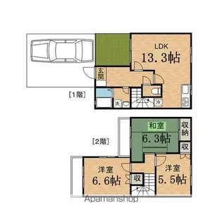 東京都日野市百草【テラスハウス】の間取り