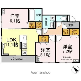 DーROOM都賀2丁目IIーA棟【2階】の間取り