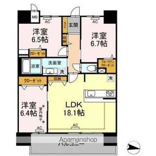 PARK AVENUE EAST【6階】の間取り