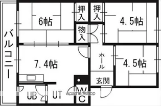 札幌西月寒団地3号棟【306号室】の間取り