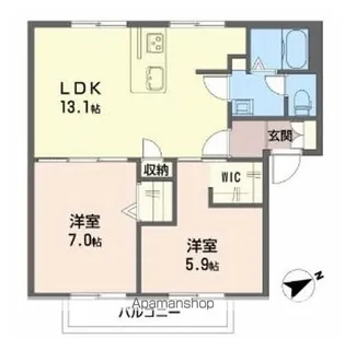 東代ハイツ B棟【2階】の間取り