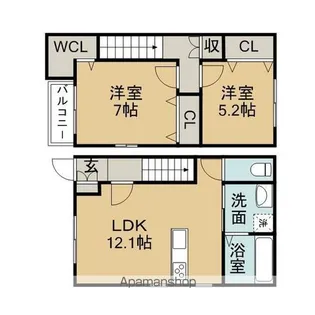 愛知県名古屋市守山区小六町【テラスハウス】の間取り